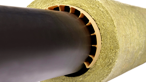 ESSGE NCS Spacer ring mounted on a pipe with insulation.